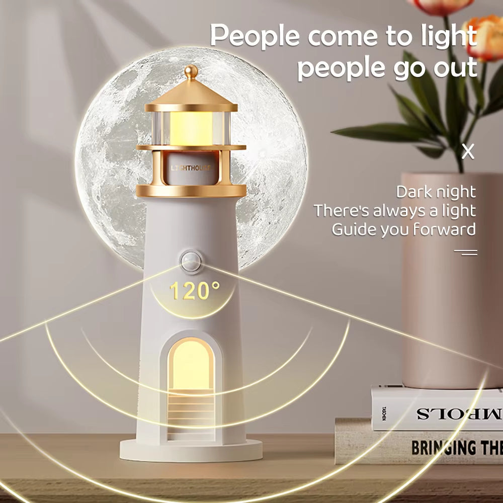 Lighthouse Projector Moon Lamp - Rechargeable (Remote Control)