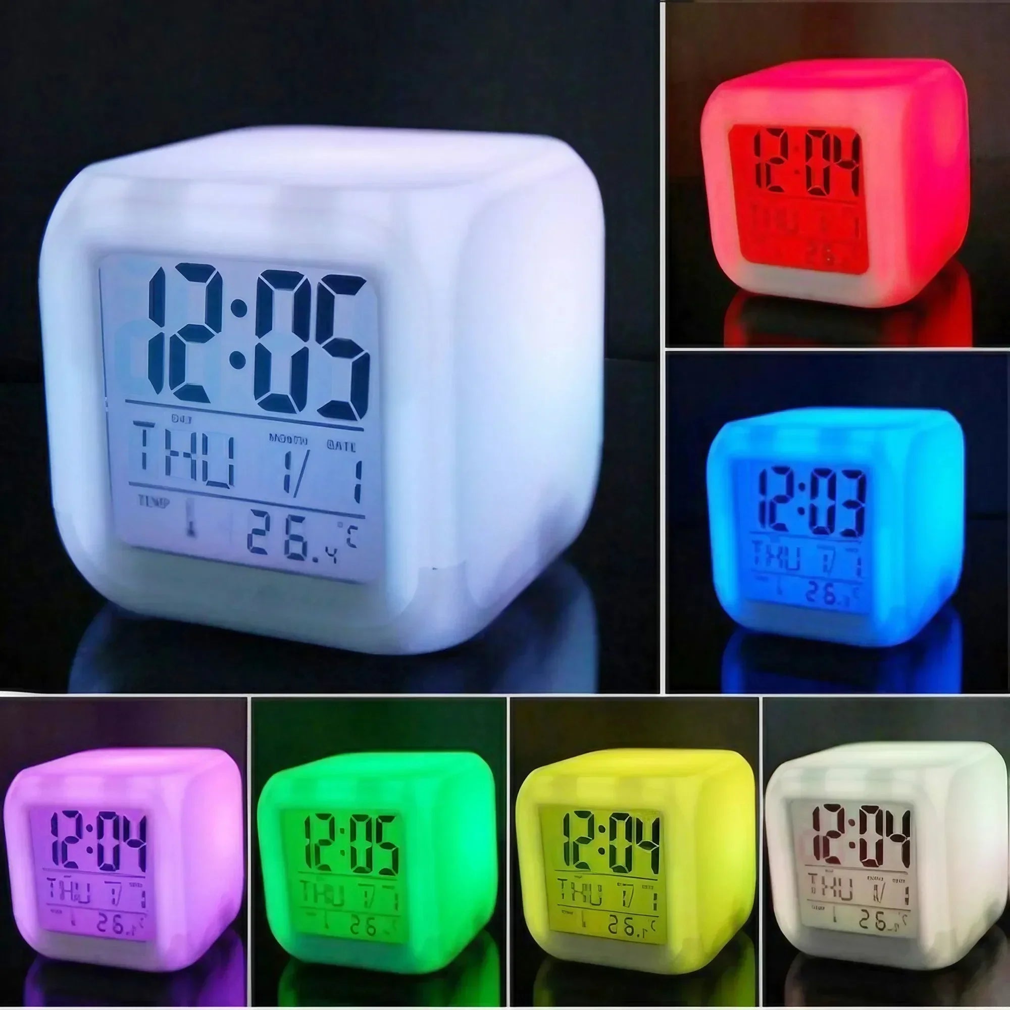 7 Color LED Alarm Clock with Snooze Feature