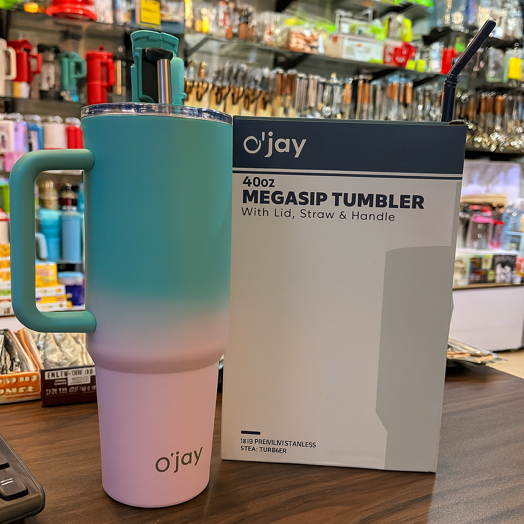 O'JAY 50oz Insulated Tumbler with Handle & Straw Lid – Leakproof