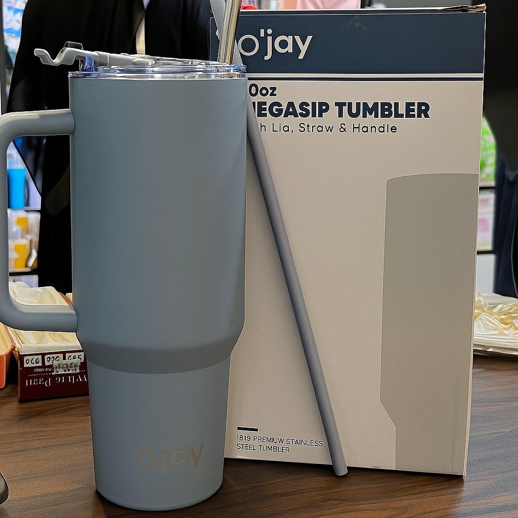 O'JAY 40oz Insulated Tumbler with Handle & Straw Lid – Leakproof