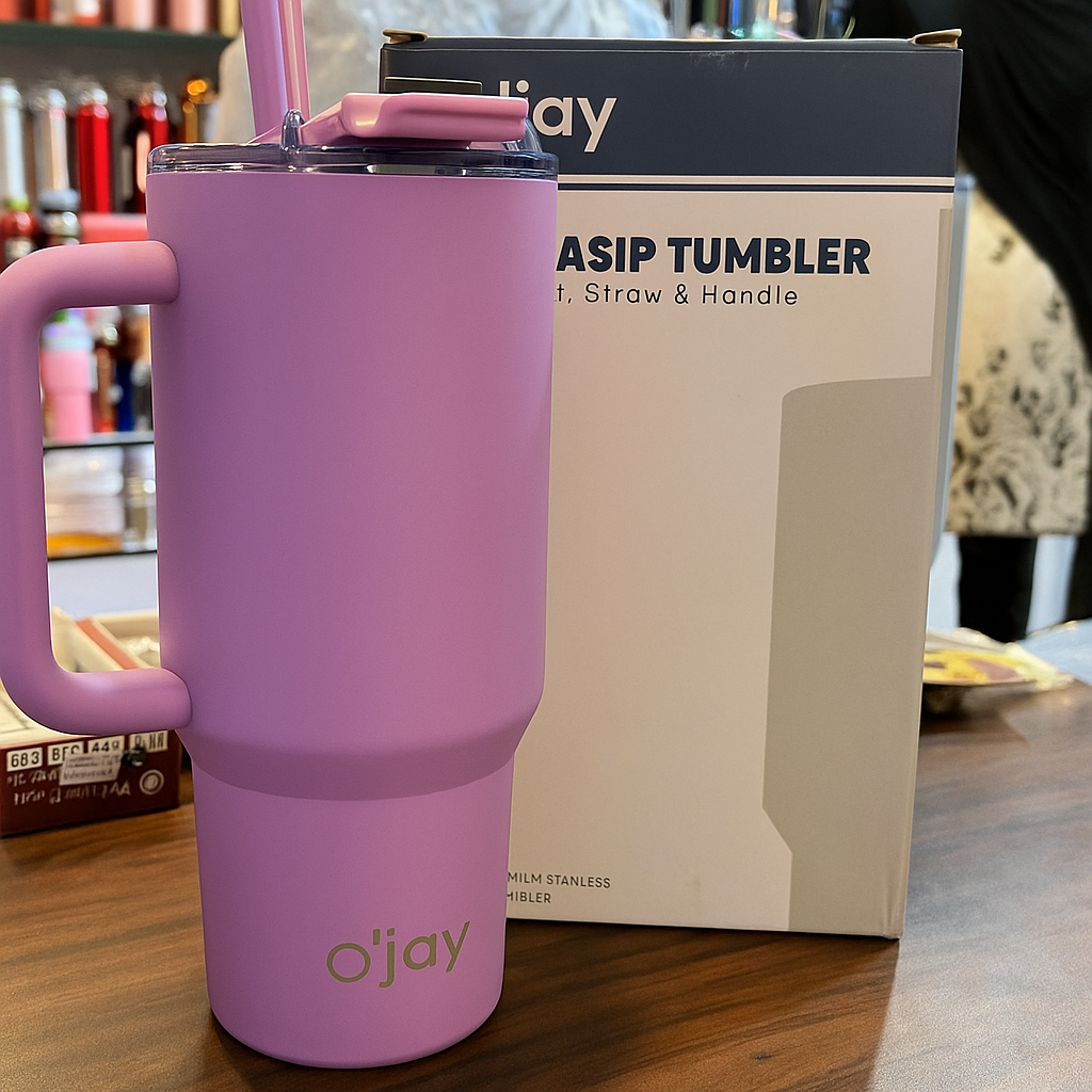 O'JAY 40oz Insulated Tumbler with Handle & Straw Lid – Leakproof