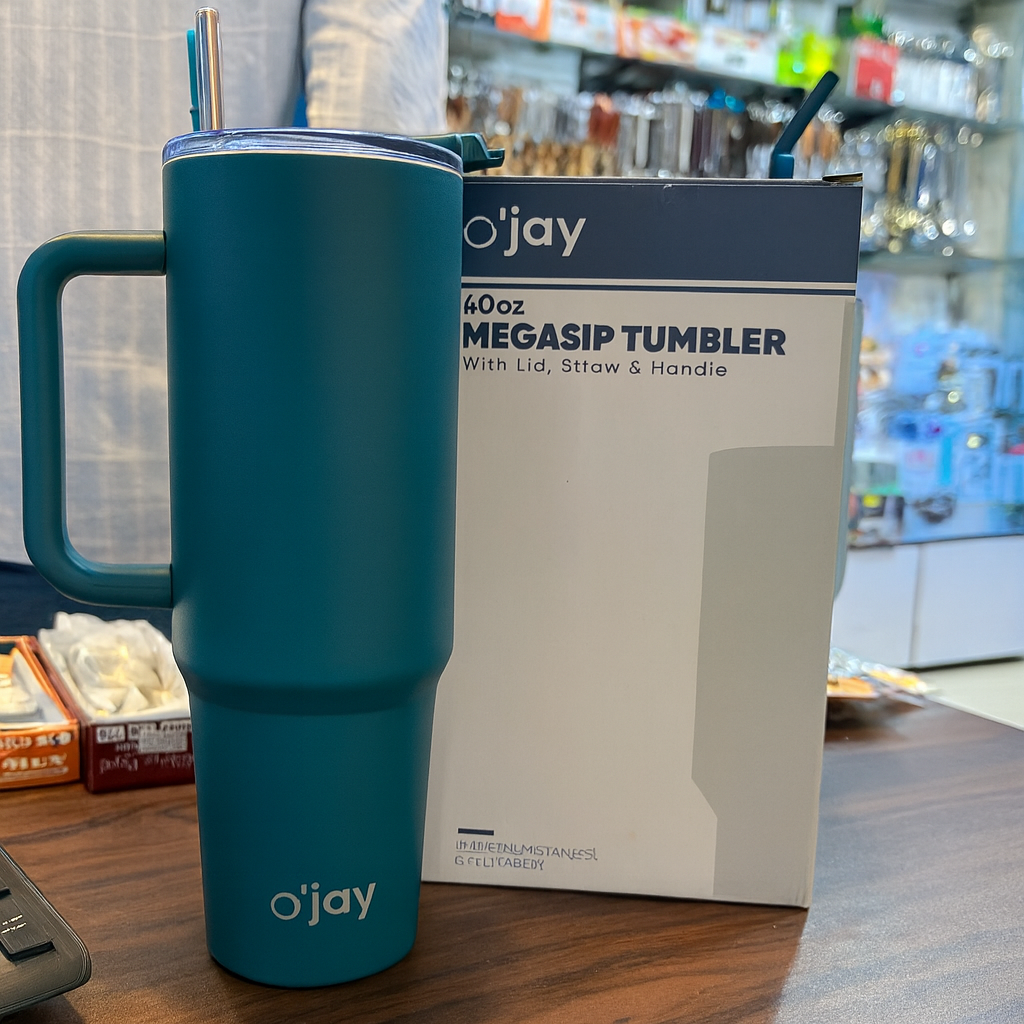O'JAY 50oz Insulated Tumbler with Handle & Straw Lid – Leakproof