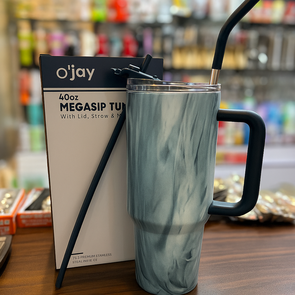 O'JAY 40oz Insulated Tumbler with Handle & Straw Lid – Leakproof