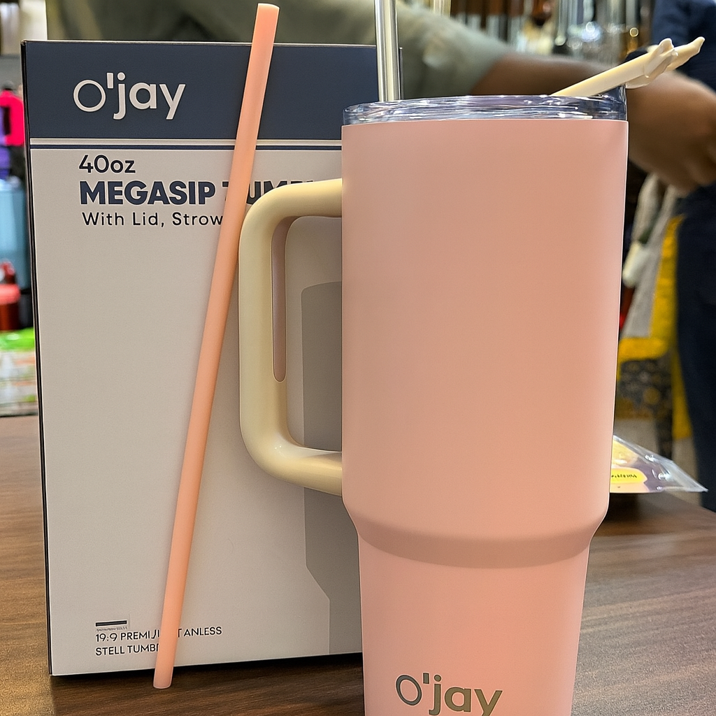 O'JAY 40oz Insulated Tumbler with Handle & Straw Lid – Leakproof