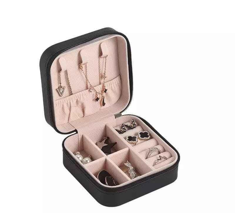Mini Leather Jewelry Case - Elegant Travel Cosmetic Box for Jewelry and Accessories
