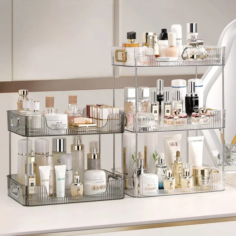 Acrylic Bathroom Makeup Organizer Shelf – Large Capacity