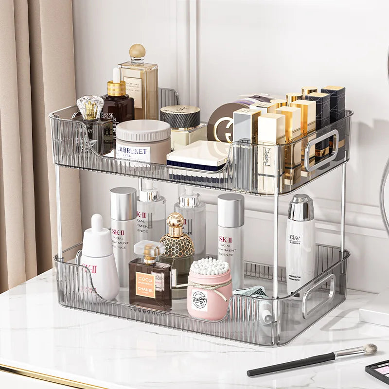 Acrylic Bathroom Makeup Organizer Shelf – Large Capacity