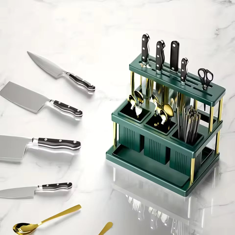 Kitchen Cutlery Holder – Stainless Steel Utensil Organizer (Random color)