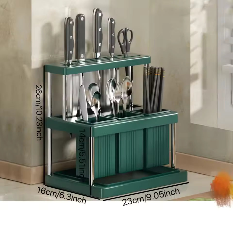 Kitchen Cutlery Holder – Stainless Steel Utensil Organizer (Random color)