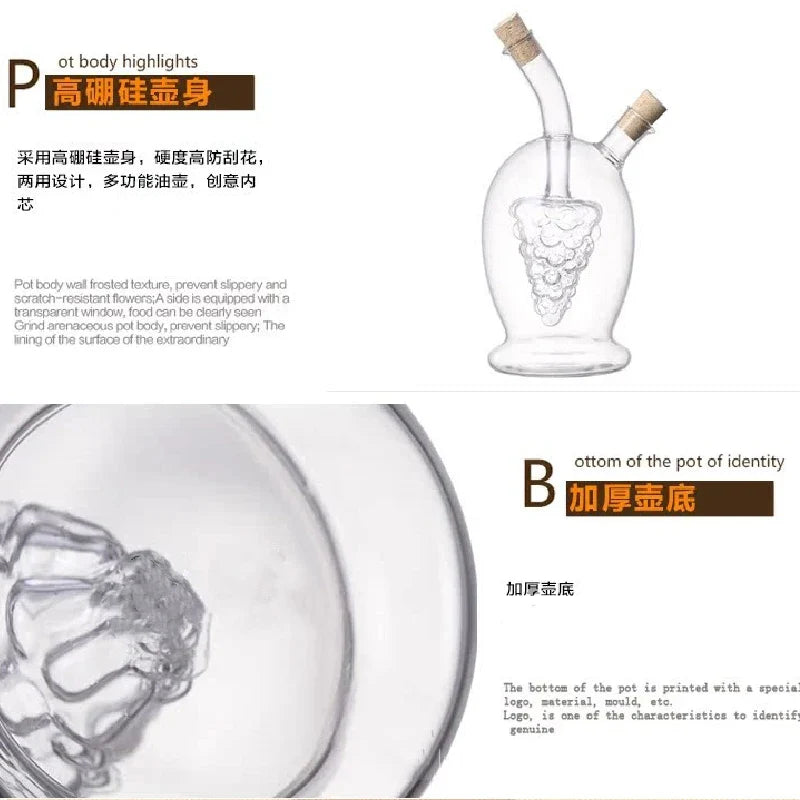2-in-1 Glass Oil & Vinegar Bottle – Heat Resistant Borosilicate Glass Pot