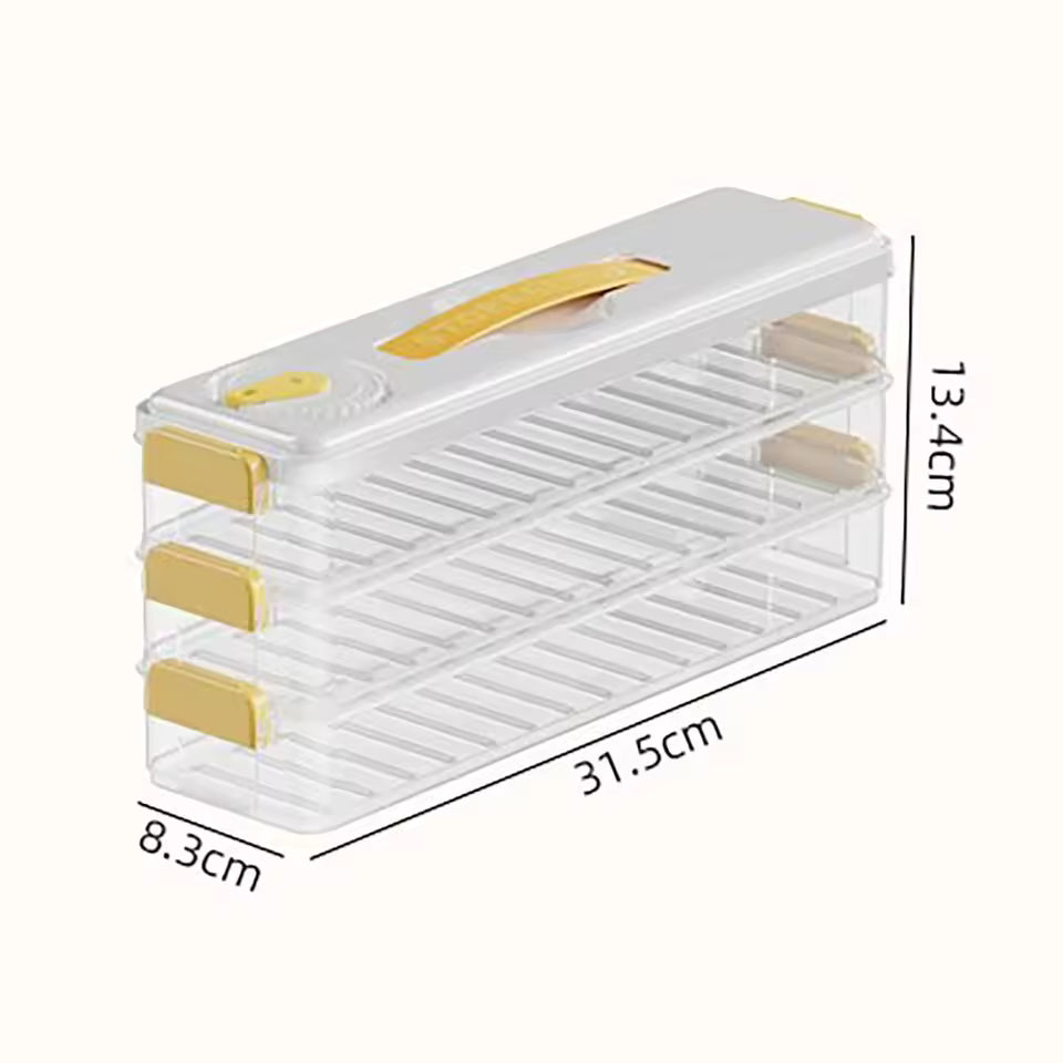 3-Layer Dumpling Storage Box – Fresh Food Freezer Tray with Cover