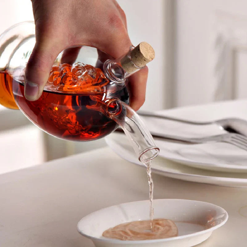 2-in-1 Glass Oil & Vinegar Bottle – Heat Resistant Borosilicate Glass Pot