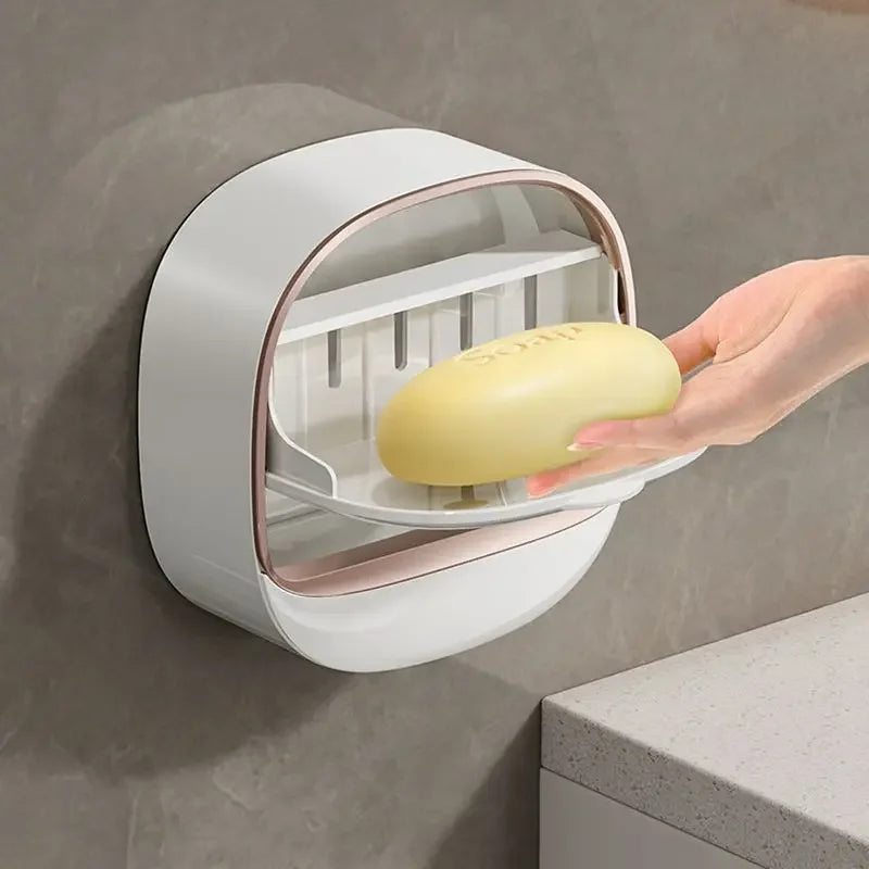 Luxury Bathroom Wall Mounted Soap Box with Lid – Waterproof ABS Holder