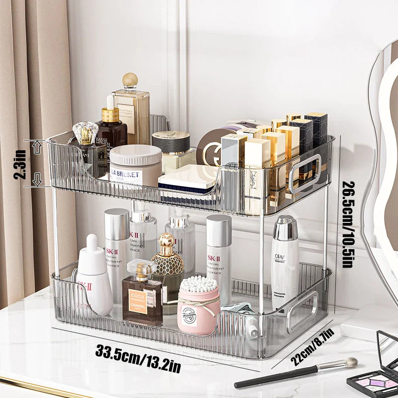 Acrylic Bathroom Makeup Organizer Shelf – Large Capacity