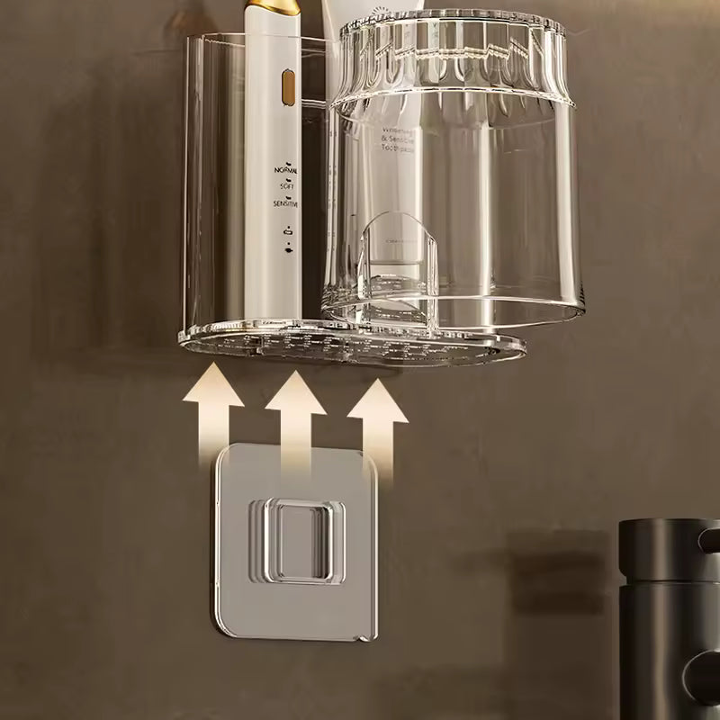 Wall-Mounted Toothbrush Holder with Cup – Bathroom Organizer