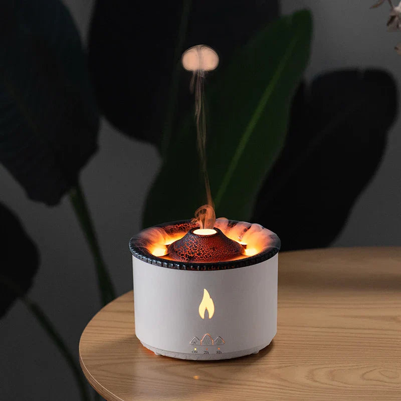Premium Volcano Flame Humidifier – LED Fire Mist Aroma Diffuser