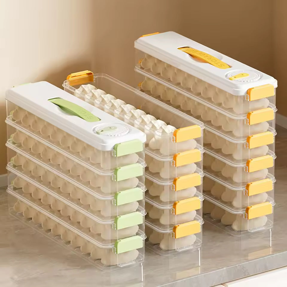 3-Layer Dumpling Storage Box – Fresh Food Freezer Tray with Cover