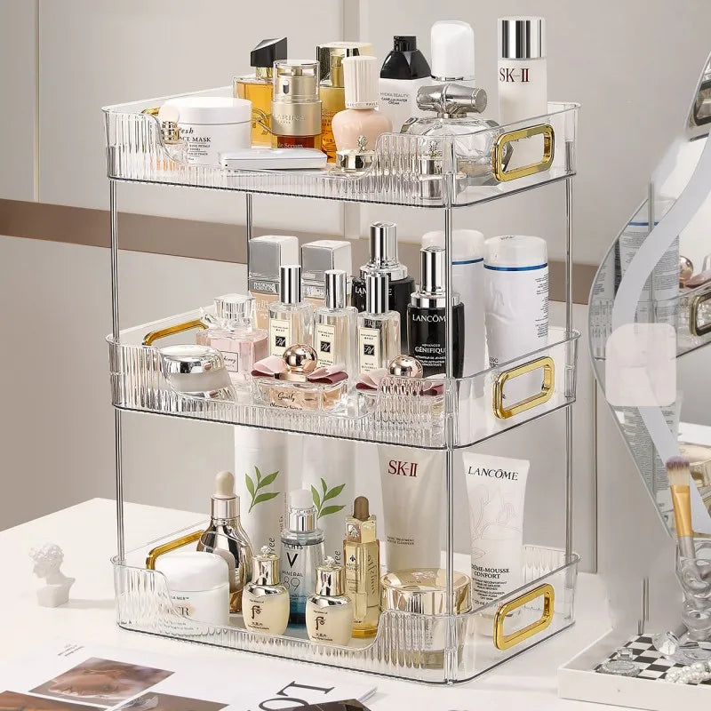 Acrylic Bathroom Makeup Organizer Shelf – Large Capacity