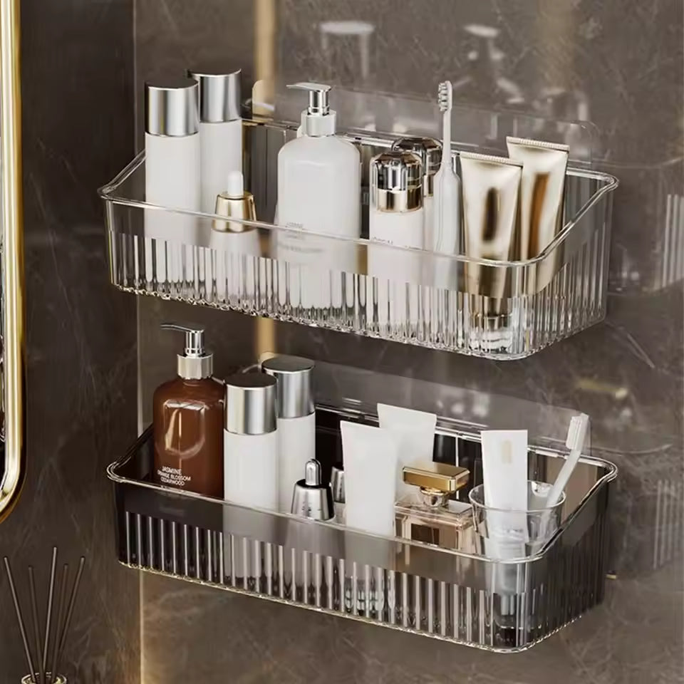 Luxury Toilet Storage Rack – Transparent Wall Shelf