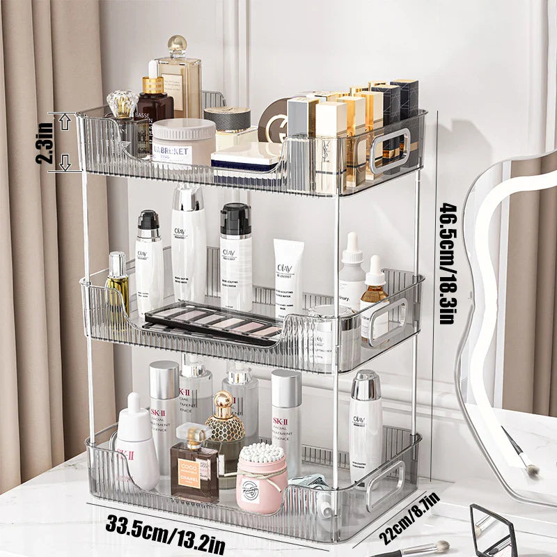 Acrylic Bathroom Makeup Organizer Shelf – Large Capacity