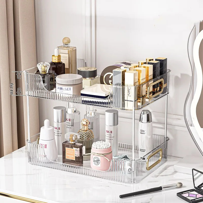 Acrylic Bathroom Makeup Organizer Shelf – Large Capacity