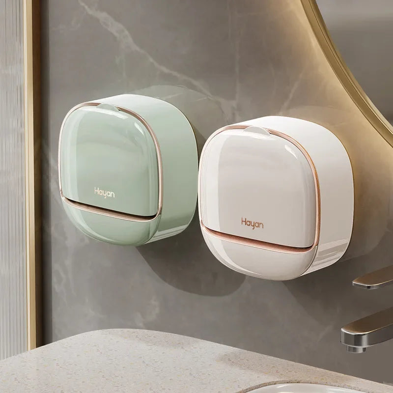Luxury Bathroom Wall Mounted Soap Box with Lid – Waterproof ABS Holder
