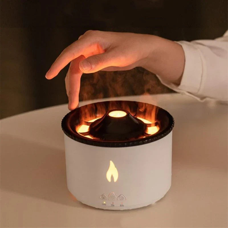 Premium Volcano Flame Humidifier – LED Fire Mist Aroma Diffuser