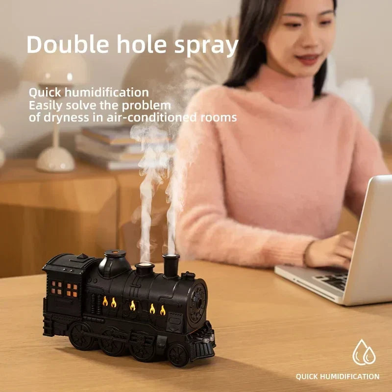 Premium Train Humidifier – Creative LED Steam Engine Aroma Diffuser