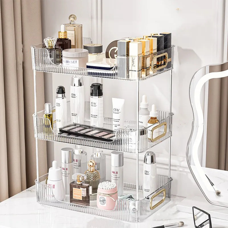 Acrylic Bathroom Makeup Organizer Shelf – Large Capacity