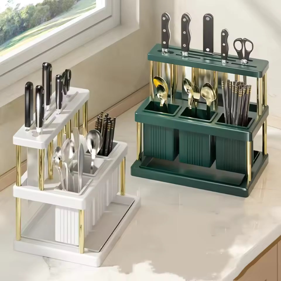 Kitchen Cutlery Holder – Stainless Steel Utensil Organizer (Random color)