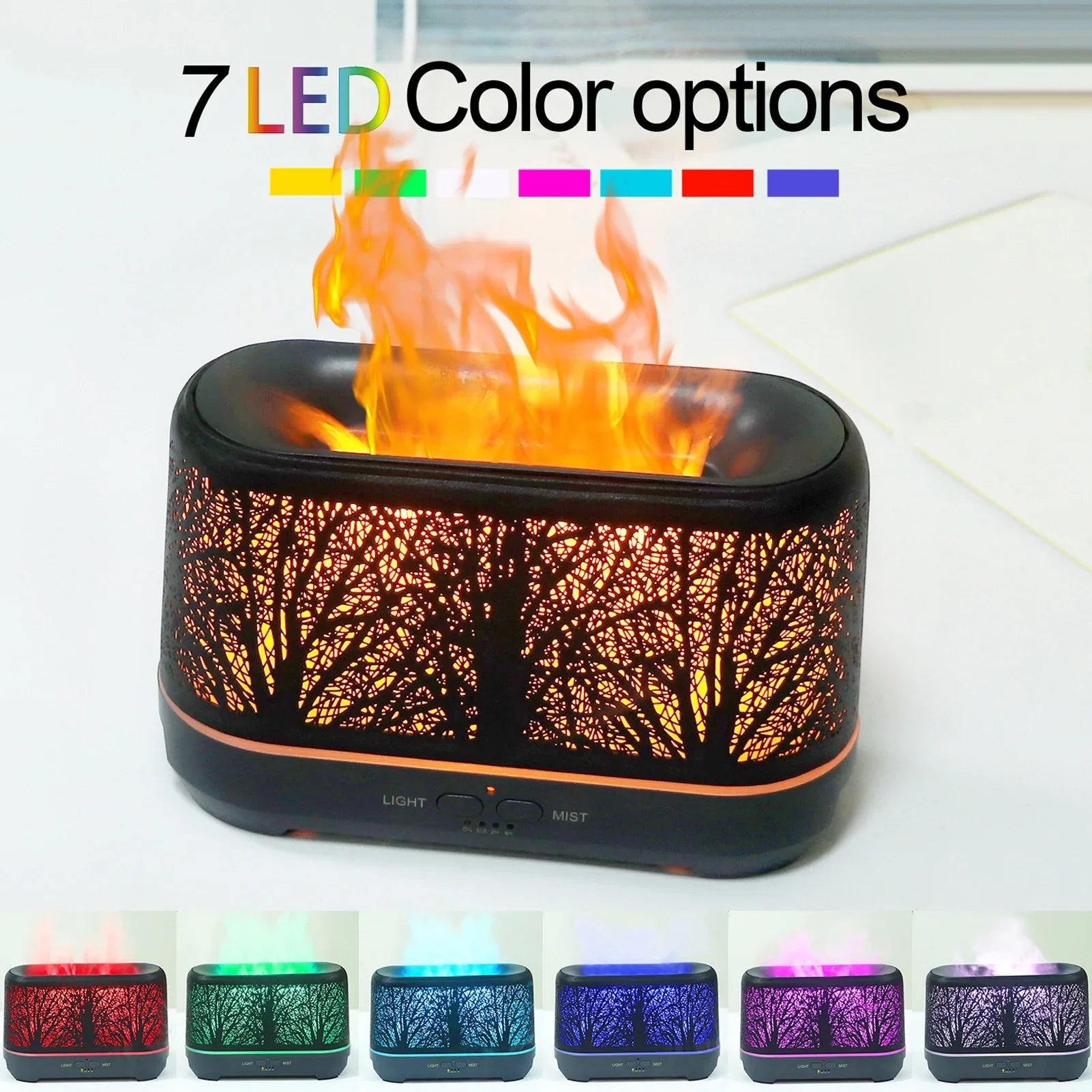Flame Aroma Diffuser with Colorful LED Lights