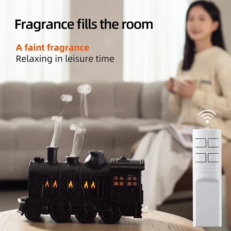 Premium Train Humidifier – Creative LED Steam Engine Aroma Diffuser