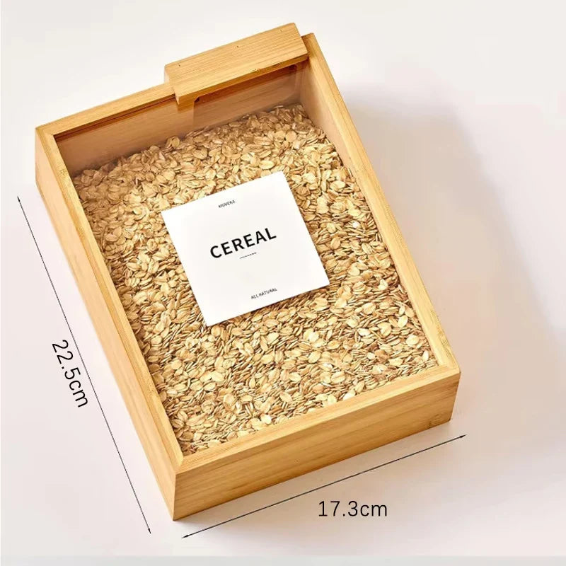 Bamboo grain storage box - Lidded Clear Front