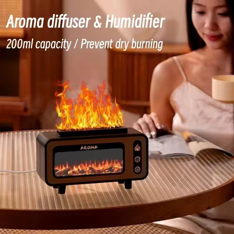 Fireplace Flame Diffuser Humidifier with Light Effects