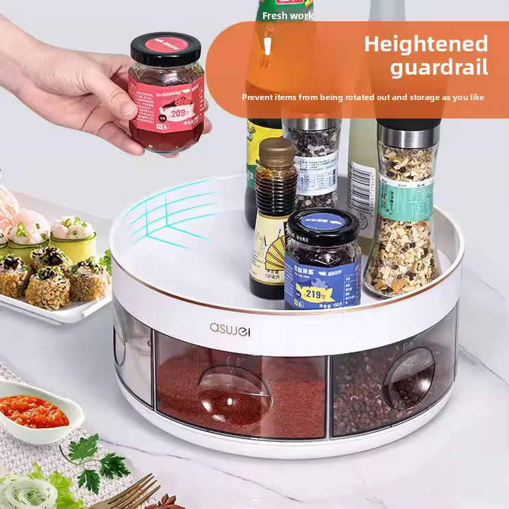 Rotating Kitchen Spice Rack with Drawers