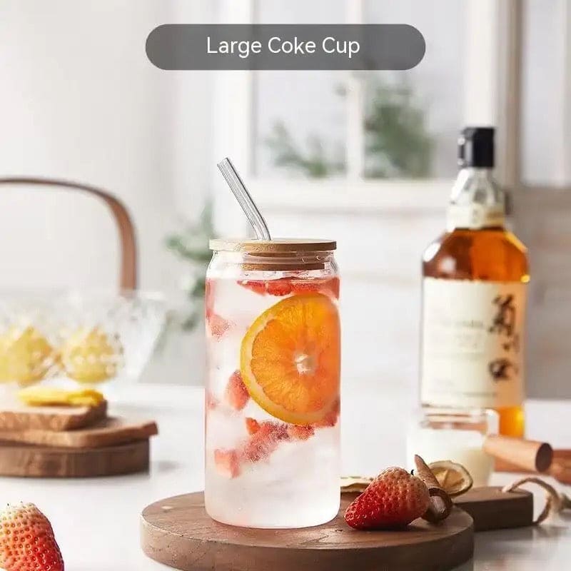 Bamboo Lid Glass Mug with Straw – Stylish & Eco-Friendly