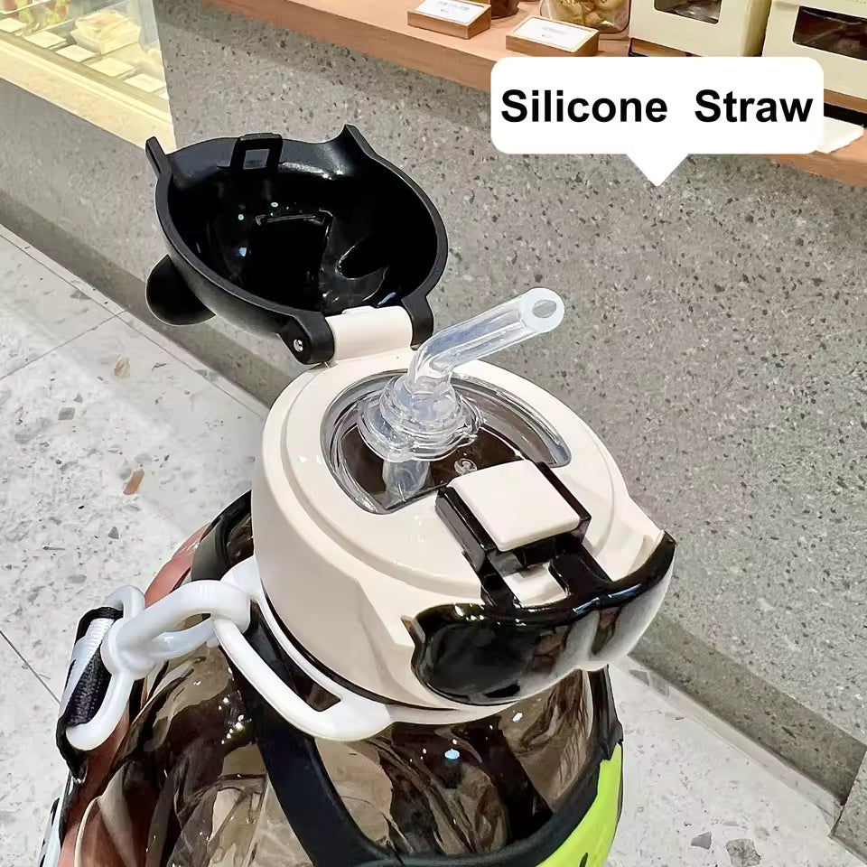 800ml Sports Water Bottle With Straw - Bear Design
