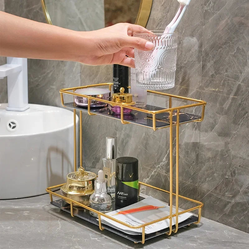 Elegant Bathroom Storage Rack with Dual Shelves