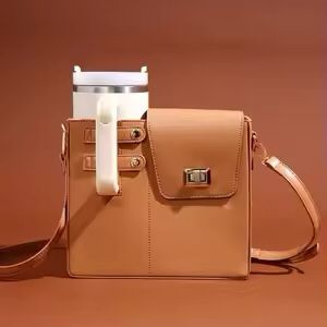 Crossbody Water Bottle Carrier Bag with Pocket