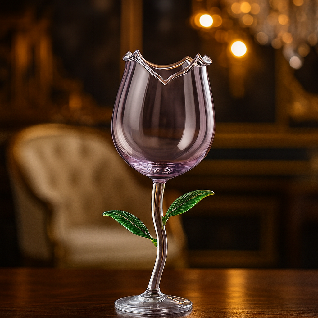 Romantic Rose Flower Juice Glass – Elegant Cocktail & Champagne Cup