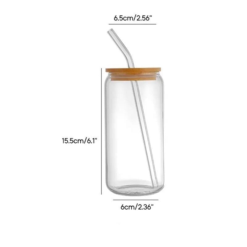 Bamboo Lid Iced Coffee Mug with Glass Straw