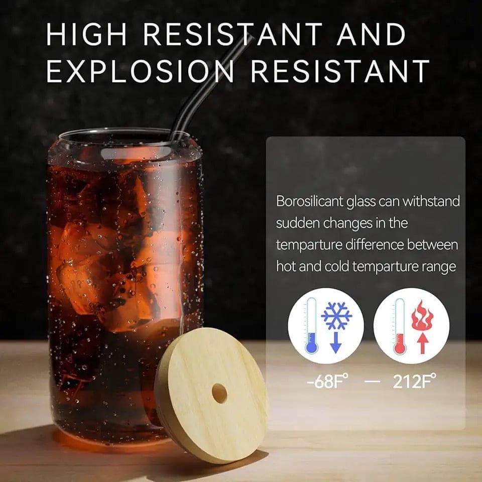 Bamboo Lid Iced Coffee Mug with Glass Straw