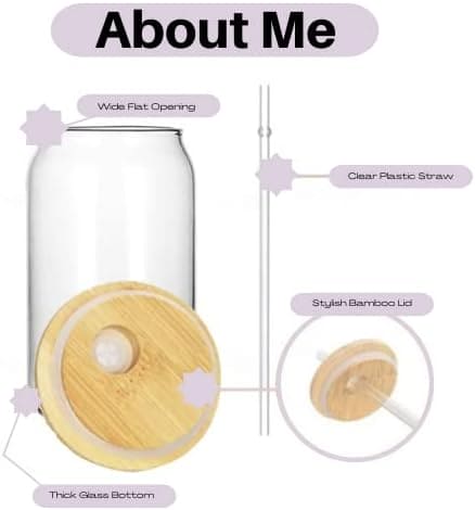 Bamboo Lid Iced Coffee Mug with Glass Straw