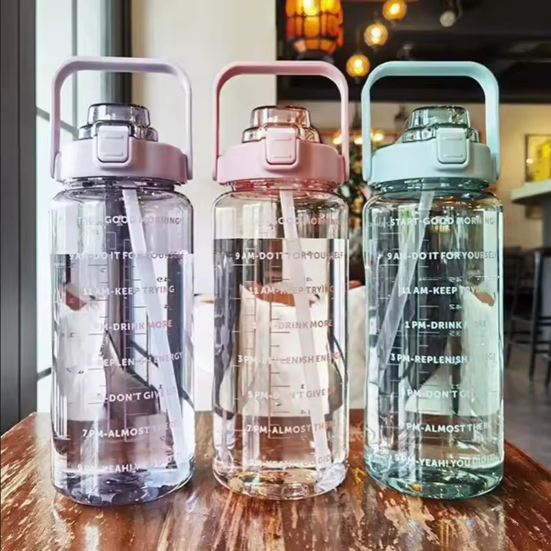 2 Liter Water Bottle for Girls with Time Marker