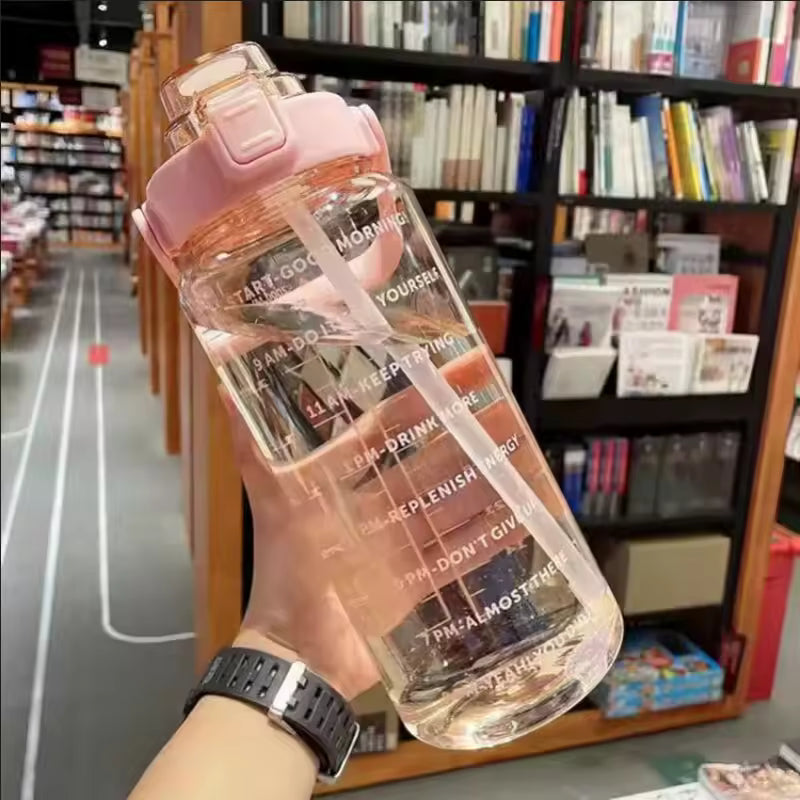2 Liter Water Bottle for Girls with Time Marker