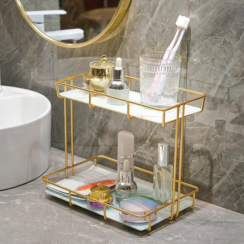 Elegant Bathroom Storage Rack with Dual Shelves
