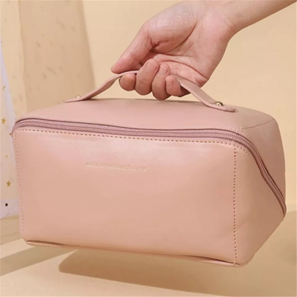 Leather Travel Cosmetic Bag - Large Capacity