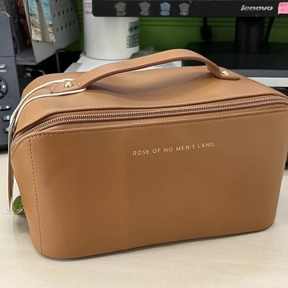 Leather Travel Cosmetic Bag - Large Capacity