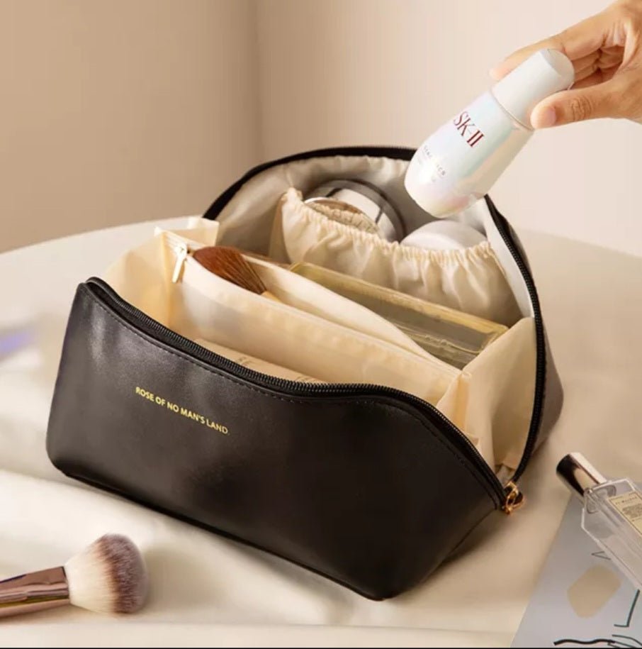 Leather Travel Cosmetic Bag - Large Capacity