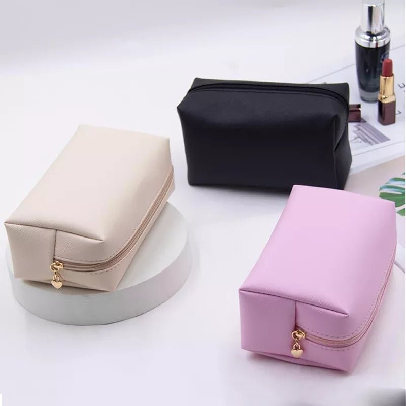 Leather Travel Cosmetic Bag - Large Capacity